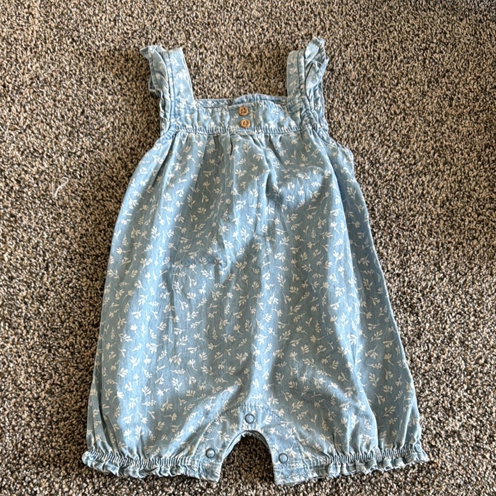 Carter's Blue and White Jumpsuit with flowers